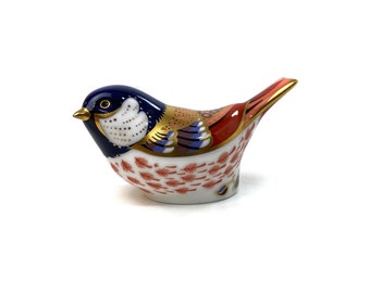 Royal Crown Derby - European Robin - Porcelain Figurine - Imari Colors - Paperweight - Robert Jefferson - Jo Ledger - 2001