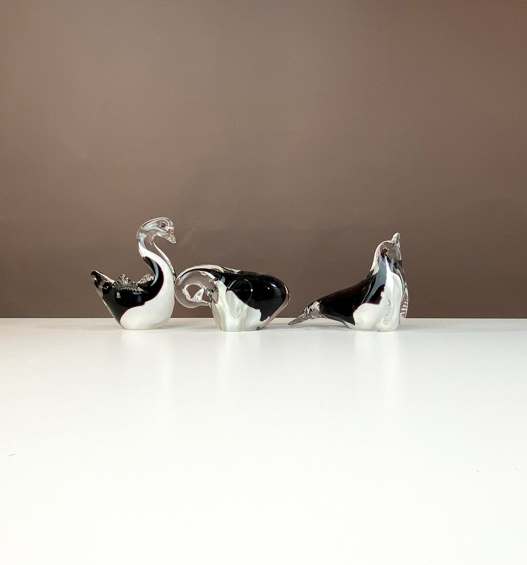 Vintage Glass Animal Zoo Figures Elephant Swan Seal Etsy