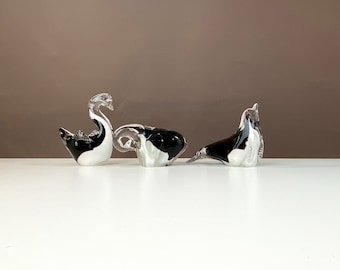 Vintage Glass Animal Zoo Figures - Elephant - Swan - Seal - Glass Art - Hand Blown Figurine - Miniatures - Before 2000