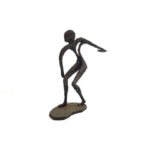 Vintage Brutalist Discus Thrower - Metal Figure - Sportsman - Athletics - Statue - Sculpture - Athlete - Copper colored - 1960-70s
