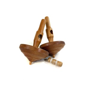 Vintage street spinning top - handmade wooden spinning top - outdoor - game spinning top - toy - cherry wood - Germany - 1980s