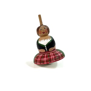 Mid Century Spinning Top - Maid - Wooden Spinning Top - Play Top - Toy - Colorful - Boy - Motor Skills Toy - 1950-60s