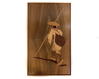 Mid Century Japanese Large Marquetry Picture - Walker - Inlays - Marquetry - Asian Wood Art - Woodwork - Asian Art - 1950-60s