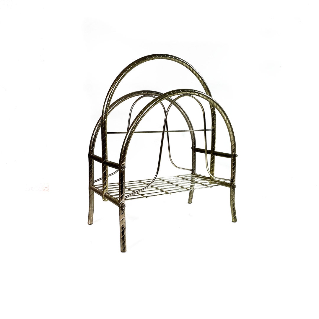 Vintage Brass Magazine Rack Home Decor Magazine Holder Newspaper Holder