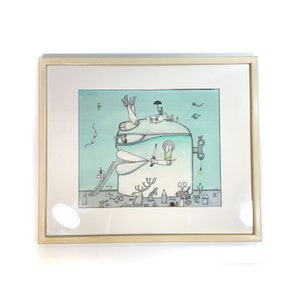 Lithograph by Wolfgang Oppermann - Abstract Art - Surrealism - Unreal house, figure - German Artist - 1976