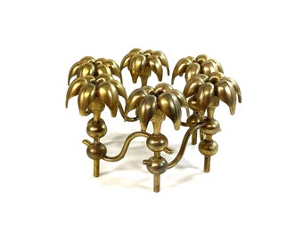 Vintage Nagel Palm Candle Holder - Gold-Plated - 6 Candlesticks - Hollywood Regency - Gögler Style - Flower Shape - Germany - 1970s