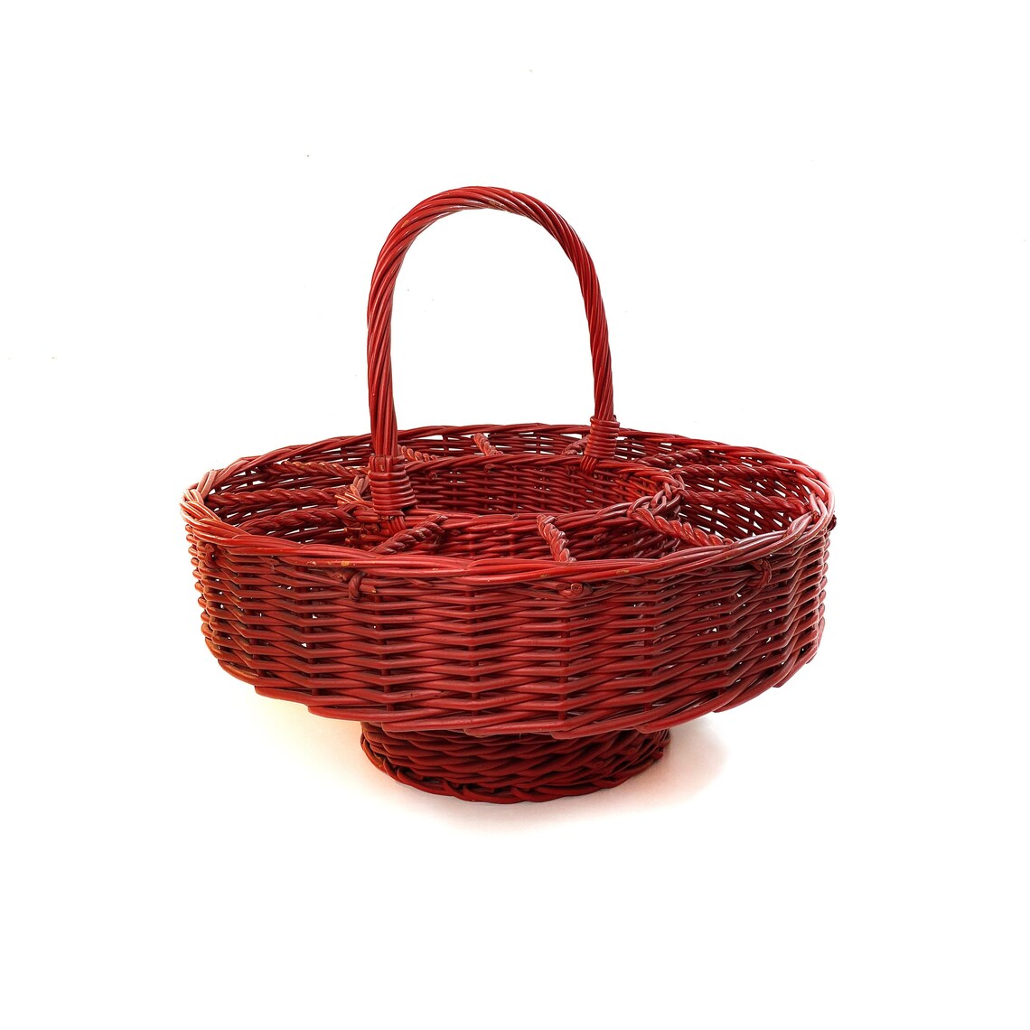 Vintage Large Red Handmade Wicker Basket Basket With Handle Etsy