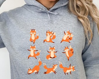 Fox Sweatshirt Fox Hoodies Yoga Shirt Yoga Clothing Yogi Gift Aesthetic Hoodie Cute Sweatshirt Yoga Gift Gift for Wife Etsy