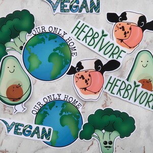 Vegan Sticker Pack, Gift for Vegans, Waterproof Vinyl Stickers for Laptop or Water Bottle