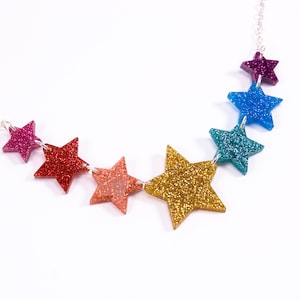 Rainbow Star Necklace, Glitter Star Jewellery, Acrylic Jewellery, Pride Rainbow Necklace image 3