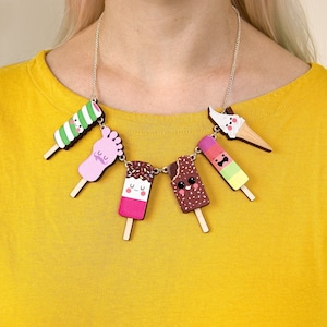 Eis Kette – Lasergeschnittener Sommer Statement Schmuck aus Birkenholz