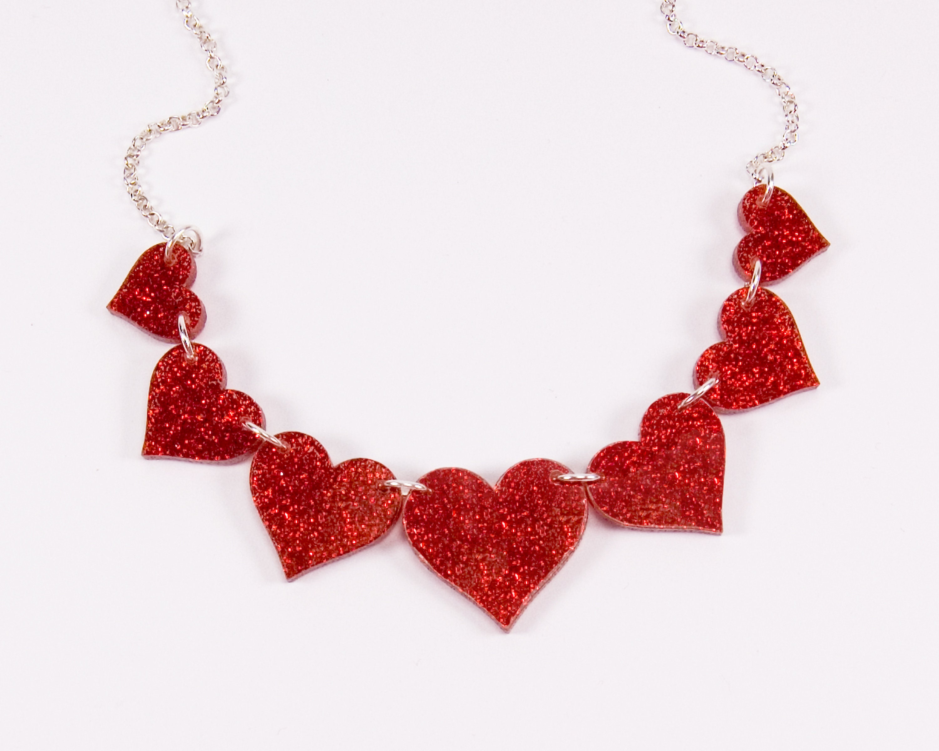 Red Heart Necklace Wedding Acrylic Jewellery Valentines Day Gift Necklace for Women Statement Necklace Etsy UK