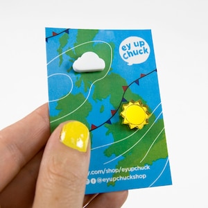 Sonnen- und Wolkenohrringe, Wetter-Ohrstecker, Acryl-Schmuck, Wetter-Ohrstecker