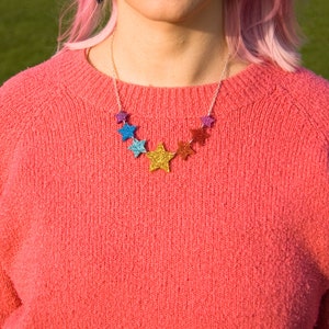 Rainbow Star Necklace, Glitter Star Jewellery, Acrylic Jewellery, Pride Rainbow Necklace image 4