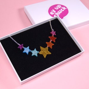 Rainbow Star Necklace, Glitter Star Jewellery, Acrylic Jewellery, Pride Rainbow Necklace image 7