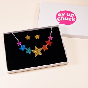 Rainbow Star Necklace, Glitter Star Jewellery, Acrylic Jewellery, Pride Rainbow Necklace image 10