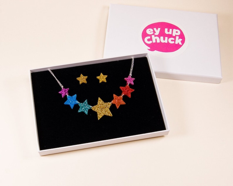 Rainbow Star Necklace, Glitter Star Jewellery, Acrylic Jewellery, Pride Rainbow Necklace image 10