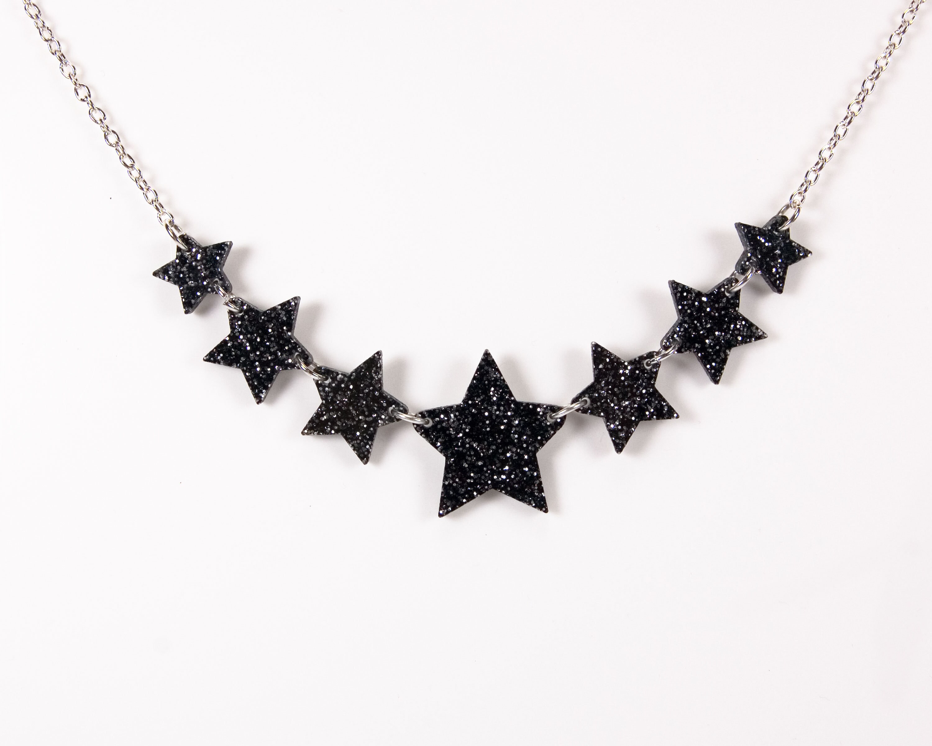 Glitter Star Necklace Black Laser Cut Acrylic Necklace | Etsy