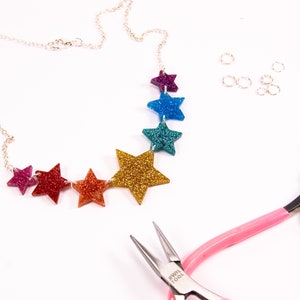 Rainbow Star Necklace, Glitter Star Jewellery, Acrylic Jewellery, Pride Rainbow Necklace image 8