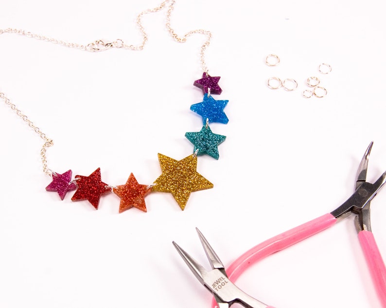 Rainbow Star Necklace, Glitter Star Jewellery, Acrylic Jewellery, Pride Rainbow Necklace image 8