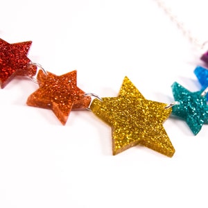 Rainbow Star Necklace, Glitter Star Jewellery, Acrylic Jewellery, Pride Rainbow Necklace image 9