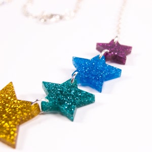 Rainbow Star Necklace, Glitter Star Jewellery, Acrylic Jewellery, Pride Rainbow Necklace image 5