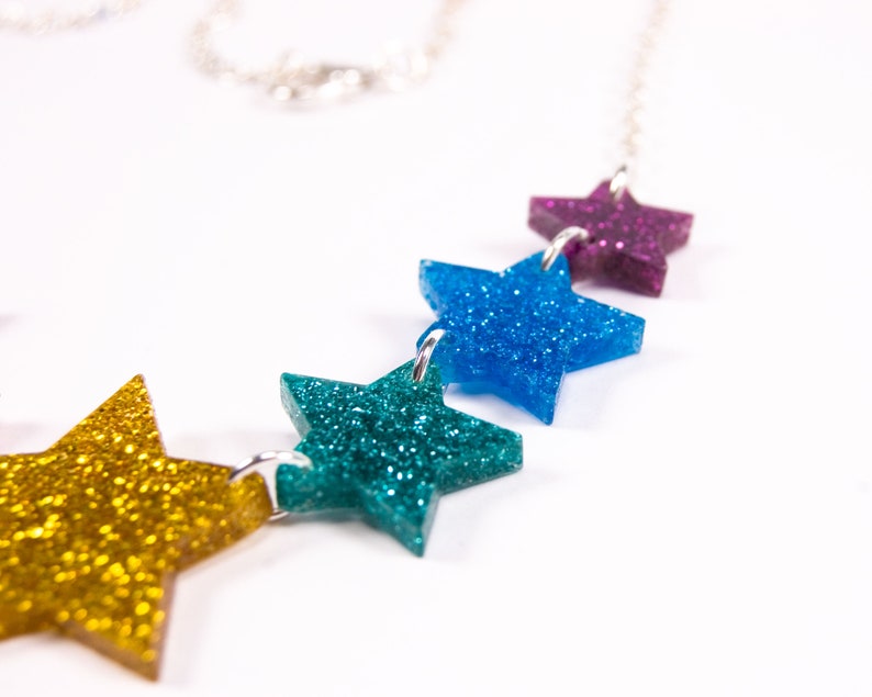 Rainbow Star Necklace, Glitter Star Jewellery, Acrylic Jewellery, Pride Rainbow Necklace image 5