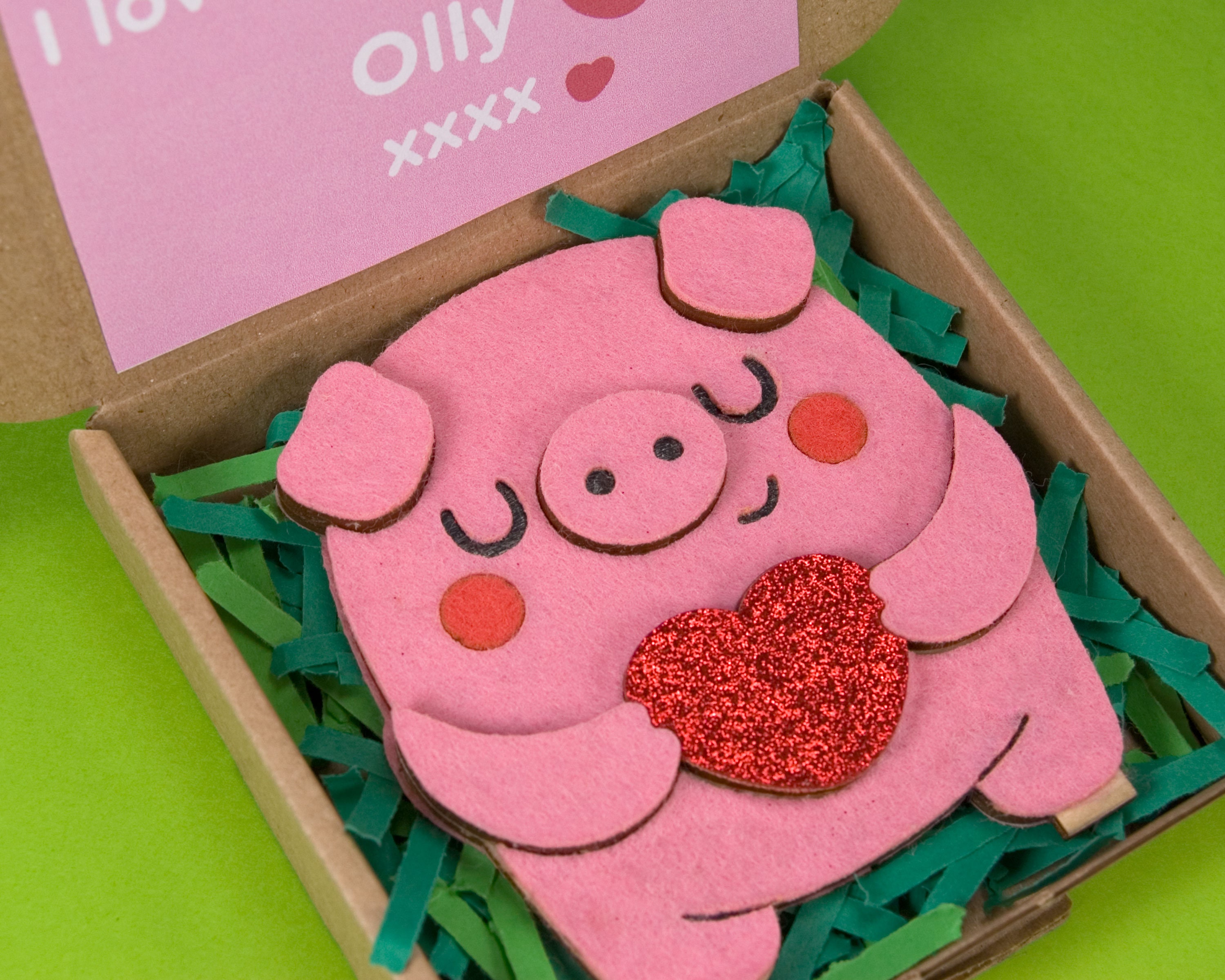 Cute Pig Ornament I Love You Felt Pig Gift For Her Cute Etsy