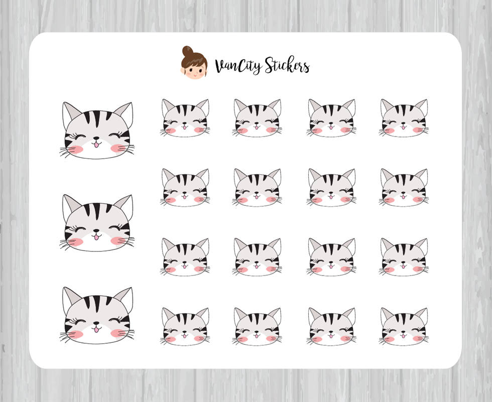 cat head stickers cat planner stickers cute cat stickers etsy