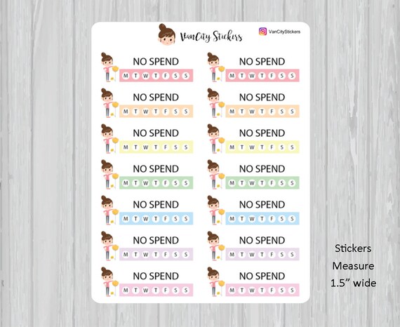 no spend tracker vanessa stickers etsy