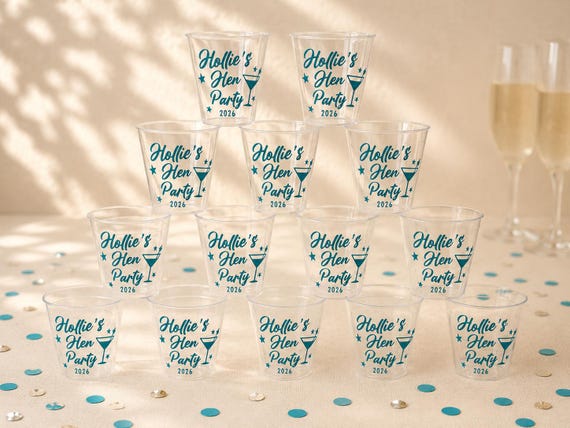 Personalised Hen Party Shot Glasses | Custom Bride Tribe Favours (Plastic)