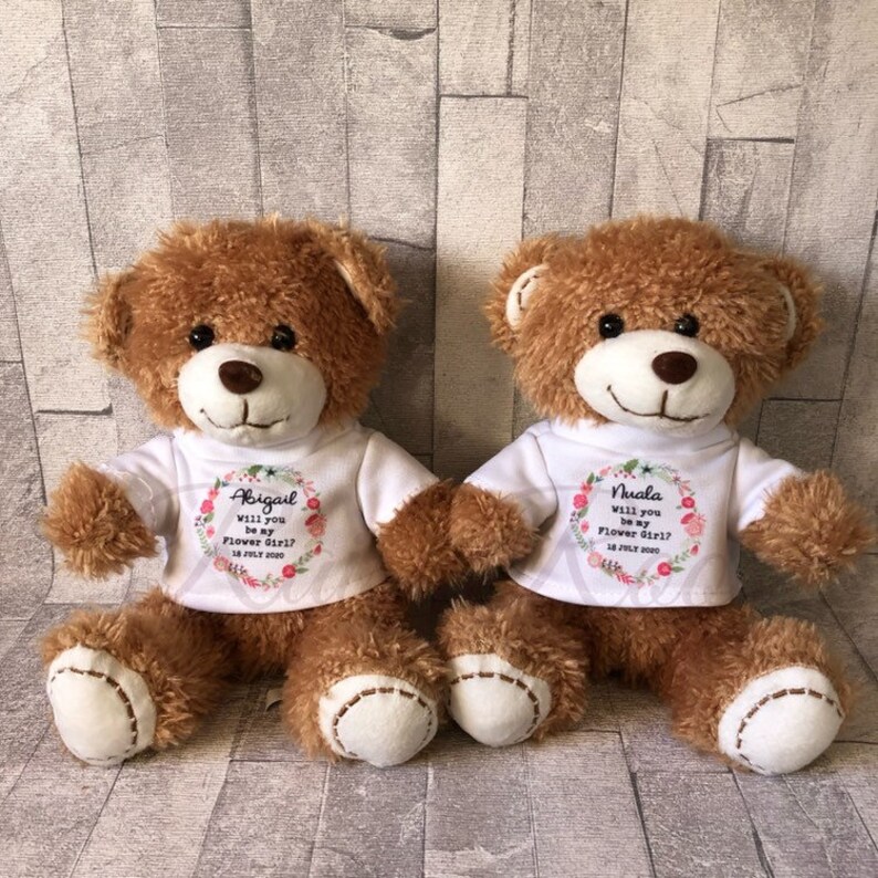 flower girl teddy bear gift personalised