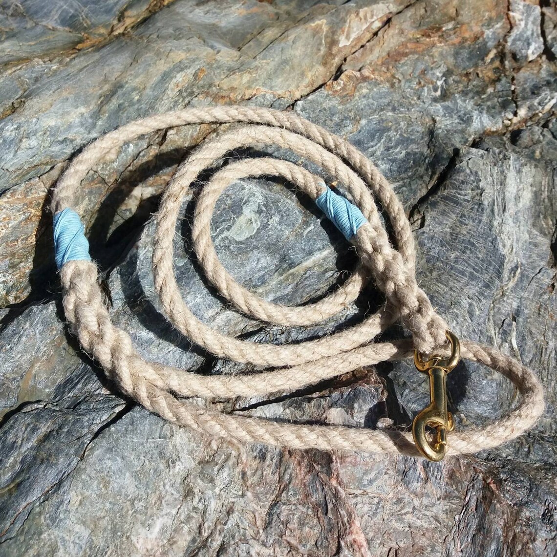 Handmade rope dog lead 120cm long Natural hemp rope Brass clip Etsy