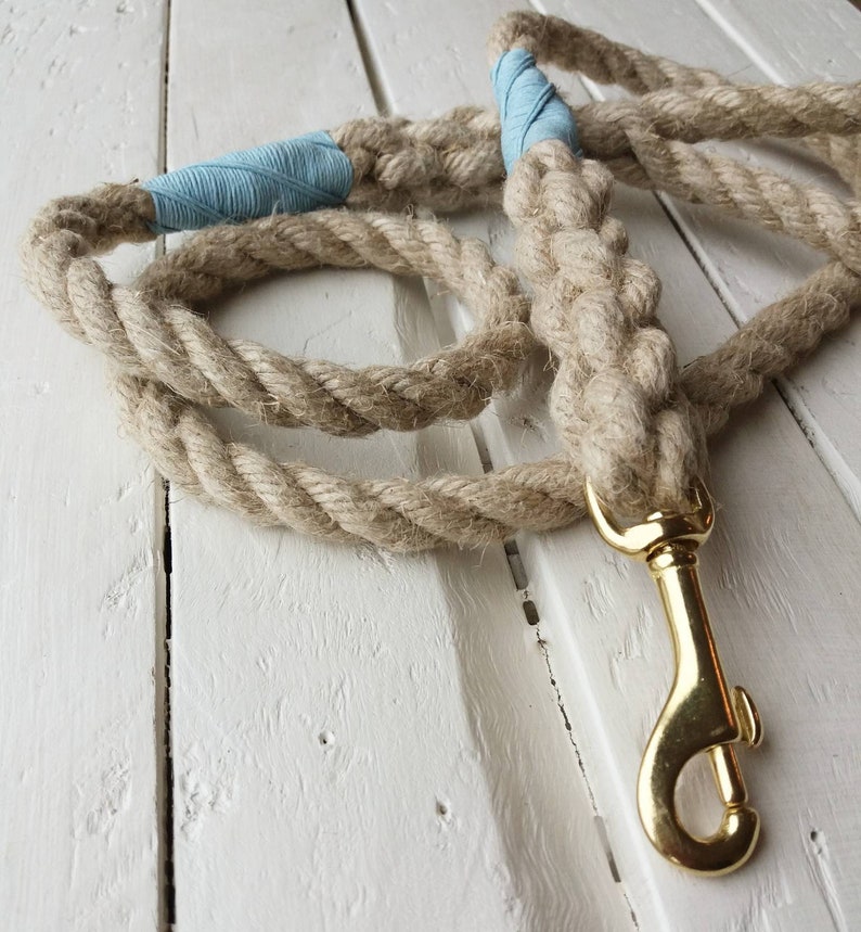 Rope Dog Lead 120cm Long Natural Hemp Rope With Brass Clip. Etsy UK
