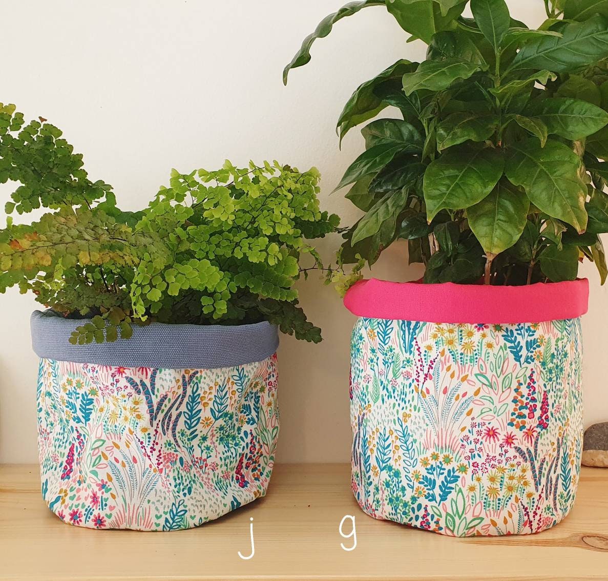 Fabric Planter Fabric Plant Pot Handmade Cotton Canvas Two Etsy