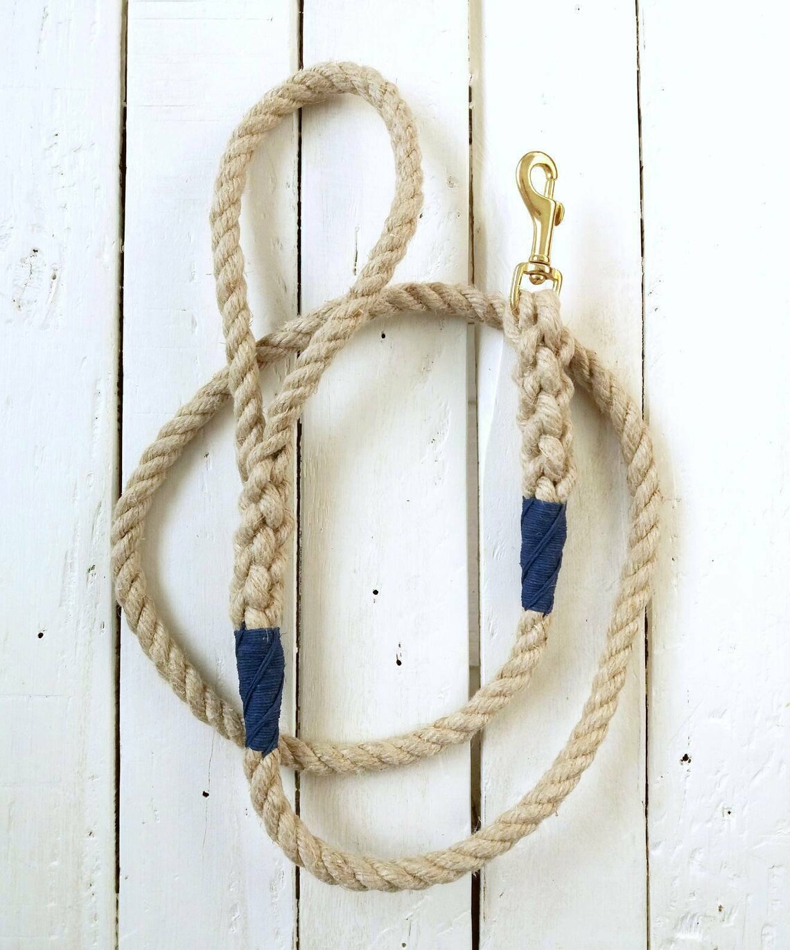 Handmade rope dog lead 120cm Natural hemp rope Brass clip 10mm Etsy