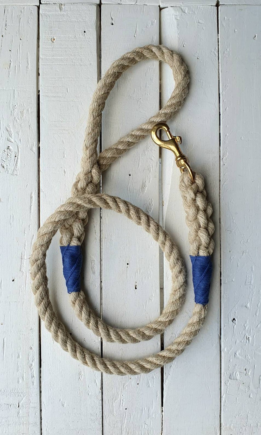 Handmade Rope Dog Lead 120cm Natural Hemp Rope Brass Clip Etsy