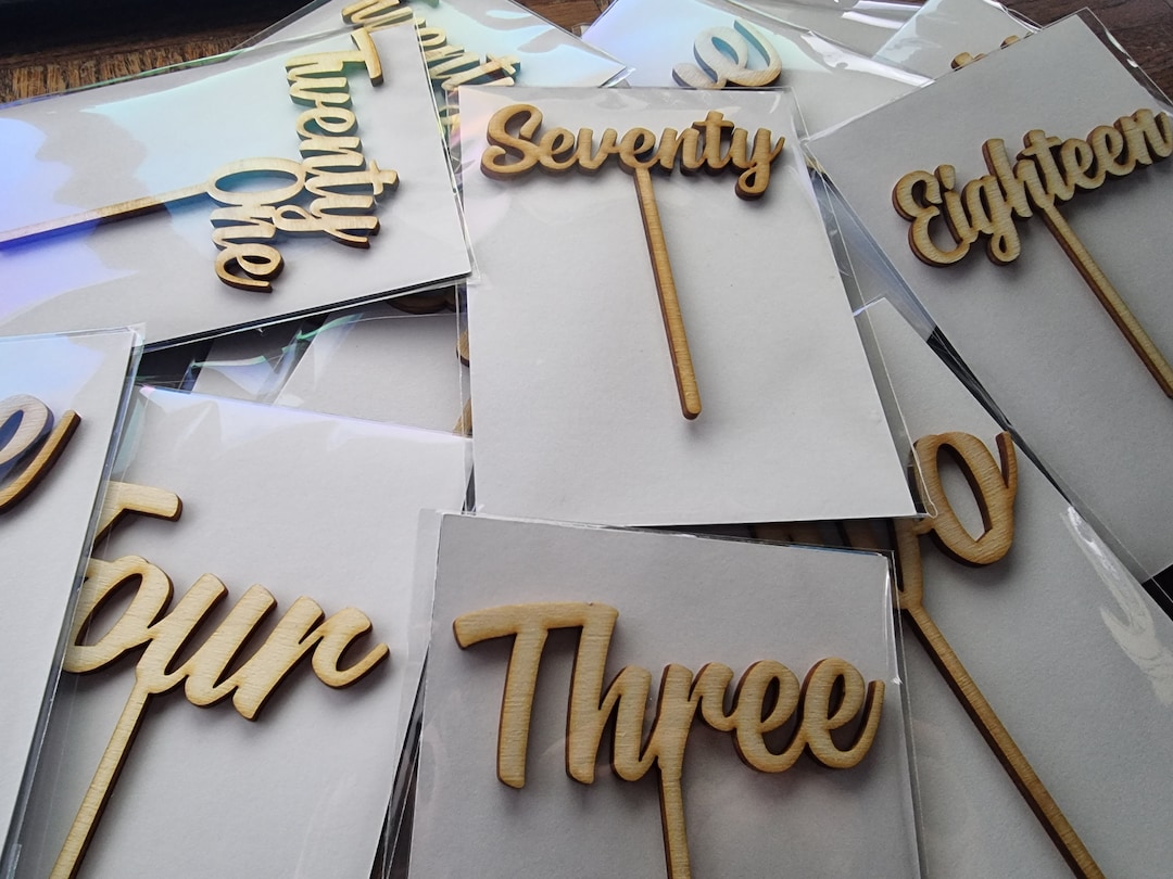 Wooden Number Text Cake Topper – Rustic Style & Custom Designed - Etsy