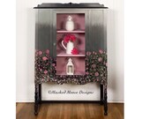 Vintage China Cabinet. Antique Display Cabinet. Painted Hutch. French Country Farmhouse Dining Room Storage. Boho Eclectic Bookcase
