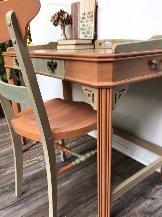 Shabby Chic Desk Computer Desk Farmhouse Desk Hand Painted Etsy
