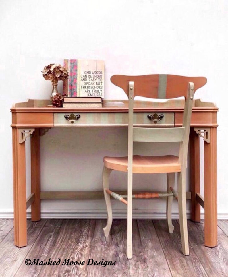 Shabby Chic Desk Computer Farmhouse Hand Painted Furniture Chair Writing Upcycled