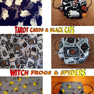 Tarot, Star Wars, Ghost(M)Halloween Face Masks With Nose Wire, Thin Elastic Ear Loop, 2 Layers Reusable, Washable, light Cotton, Made in USA