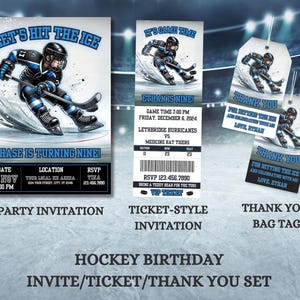 Hockey Birthday Thank You Goodie Bag Tags, Editable Thank You Tags Canva Template, Digital Download, Print at Home