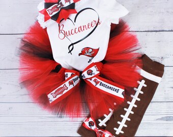 Tampa Bay Buccaneers Tutu Outfit; Baby Girl Buccaneers Outfit; Buccaneers Tutu; Buccaneers Hoofdband; Baby Been Warmers; Baby Voetbal Outfit