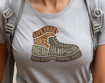 Hike New Hampshire T-shirt - Old man of the Mountain - Appalachian Trail