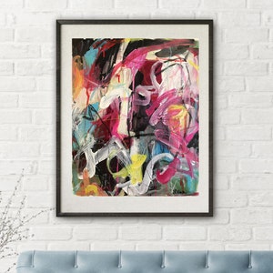Abstract Painting Modern Art Original Paper Wall Art Decor Contemporary Painting Abstract Expressionist Graffiti Painting