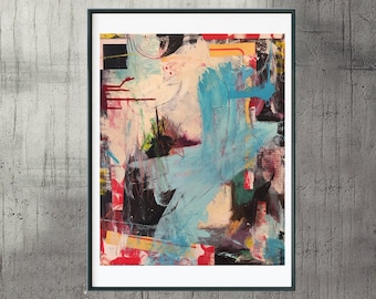 Abstract Expressionist Painting: Mixed Media Collage, Modern Wall Art