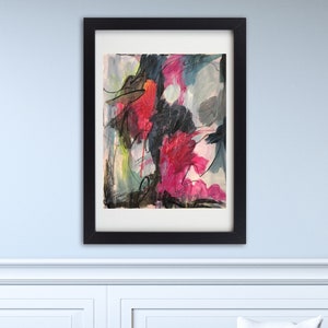 Large Abstract Expressionist Painting: Modern Mixed Media Wall Decor (26x40)