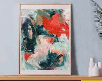 Originales Abstraktes Expressionistisches Gemälde: Moderne Collage Wandkunst
