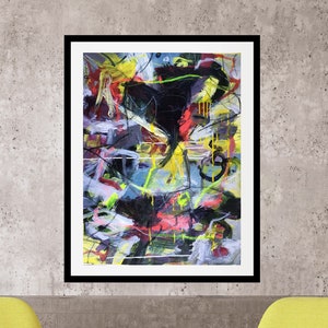 Abstract Art Modern Painting Original Paper Wall Decor Contemporary Artwork Abstraction Expressionist Graffiti Paint